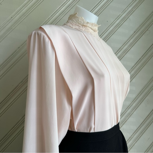 Vintage Lace High Neck Blouse Size 12 - Picture 3 of 11